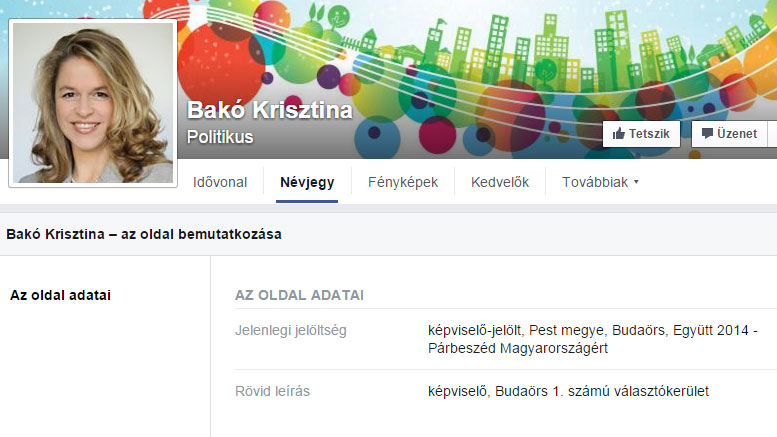 Bakó Krisztina Facebook oldala