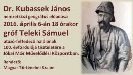 Dr. Kubassek János nemzetközi geográfus előadása Magyar Történelmi Szalon