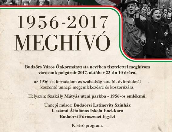 MEGHÍVÓ az 1956-os forradalom és szabadságharc 61. évfordulójára