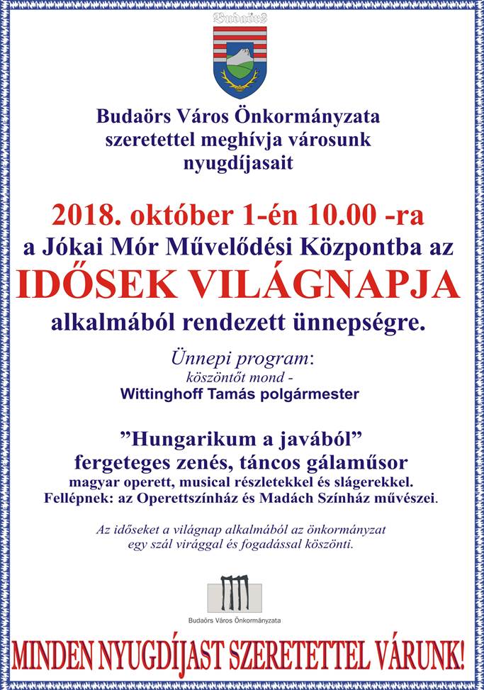 Idősek világnapja 2018. október 1-én Budaörsön