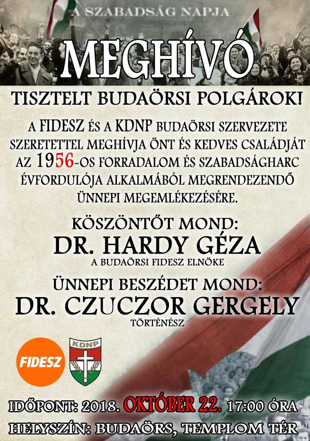 A Budaörsi Fidesz-KDNP 1956-os megemlékezése Budaörsön
