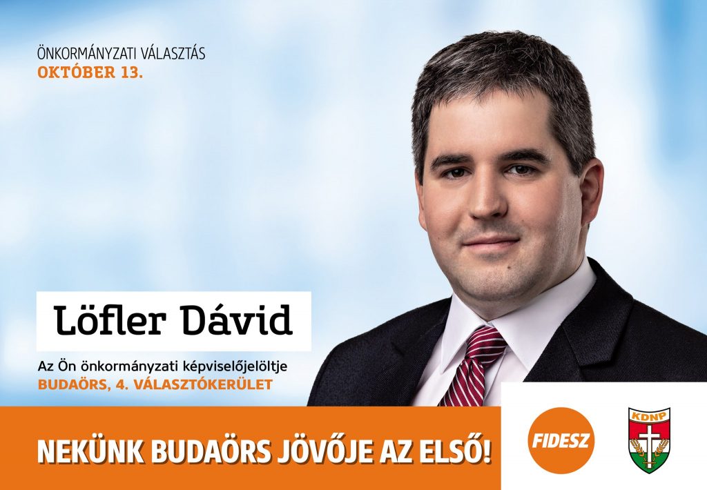 Löfler Dávid a 4. számú választókerület képviselőjelöltje Budaörsön
